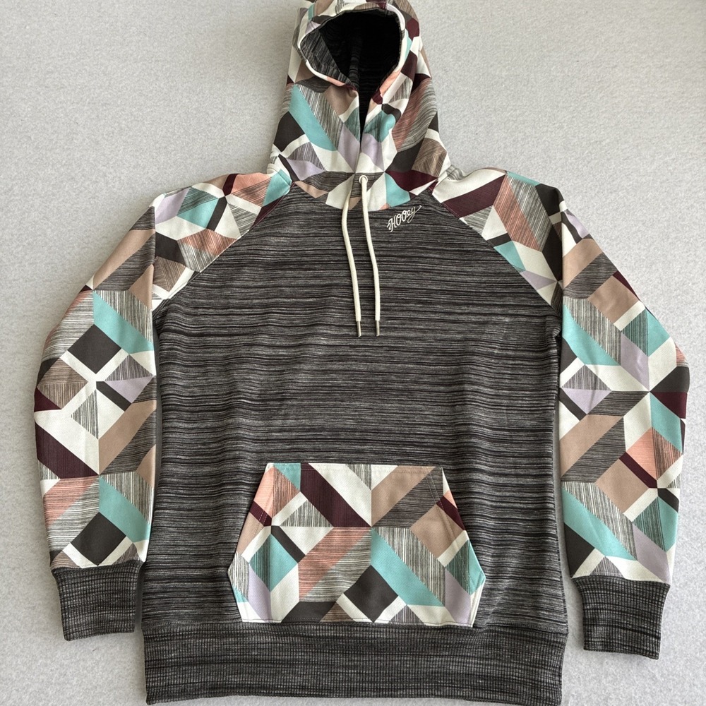 Hooey Womens Summit Space Dye Geometric Aztec Hoodie Multicolor Beach Cali Fish